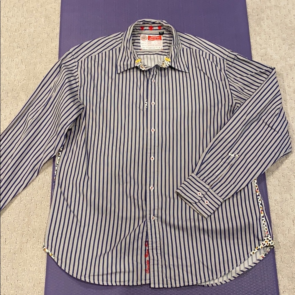Robert graham blue striped dress shirt